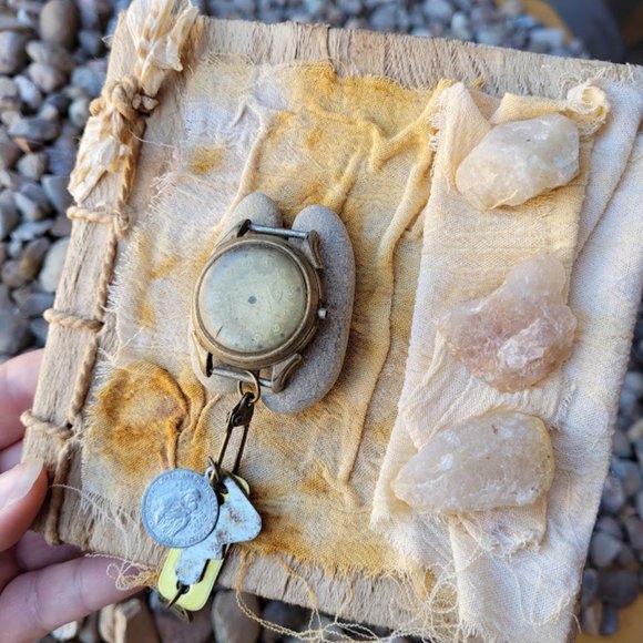 Handmade Art Journal Healing Crystal Rocks Time Dream Drawing Book Angel - Picture 3 of 14